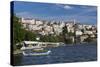 Greece, West Macedonia, Kastoria, View of Town by Lake Orestiada-Walter Bibikow-Stretched Canvas