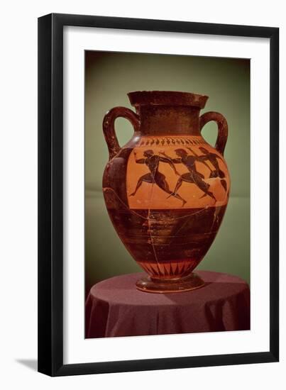 Greek Black-Figure Amphora Depicting Runners in a Race, 600-550 BC-null-Framed Giclee Print