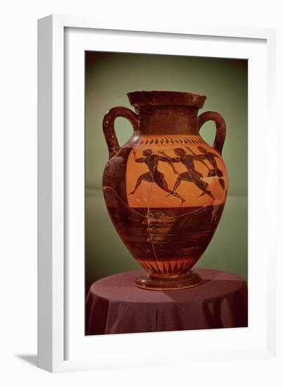 Greek Black-Figure Amphora Depicting Runners in a Race, 600-550 BC-null-Framed Giclee Print