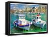 Greek Boats - Artistic Picture-Maugli-l-Framed Stretched Canvas