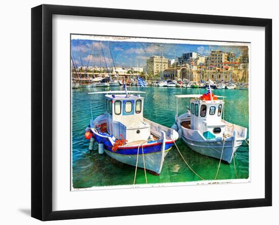 Greek Boats - Artistic Picture-Maugli-l-Framed Art Print