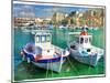 Greek Boats - Artistic Picture-Maugli-l-Mounted Art Print