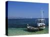 Greek Boats, Kalami Bay, Corfu, Ionian Islands, Greece, Europe-Kathy Collins-Stretched Canvas