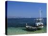 Greek Boats, Kalami Bay, Corfu, Ionian Islands, Greece, Europe-Kathy Collins-Stretched Canvas