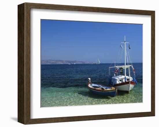 Greek Boats, Kalami Bay, Corfu, Ionian Islands, Greece, Europe-Kathy Collins-Framed Photographic Print