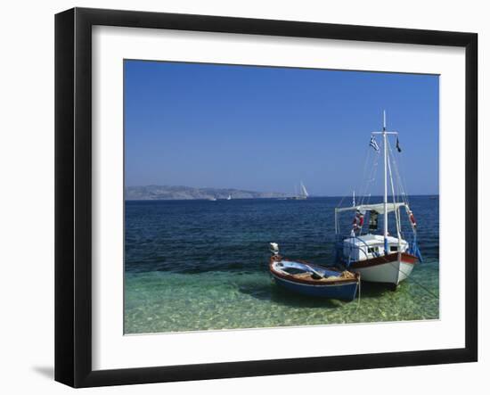 Greek Boats, Kalami Bay, Corfu, Ionian Islands, Greece, Europe-Kathy Collins-Framed Photographic Print
