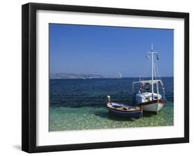 Greek Boats, Kalami Bay, Corfu, Ionian Islands, Greece, Europe-Kathy Collins-Framed Photographic Print