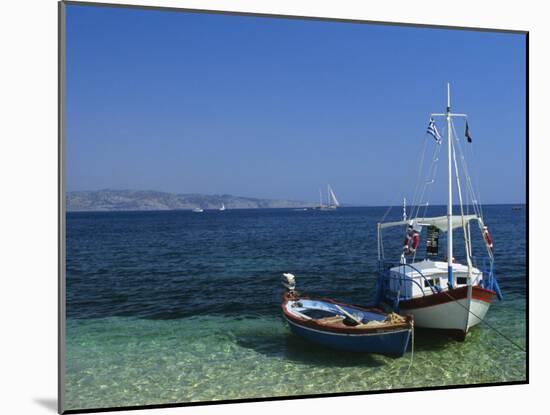 Greek Boats, Kalami Bay, Corfu, Ionian Islands, Greece, Europe-Kathy Collins-Mounted Photographic Print