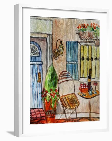 Greek Caf? II-Danielle Harrington-Framed Art Print