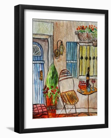 Greek Caf? II-Danielle Harrington-Framed Art Print