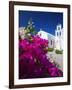 Greek Church and Flowers, Santorini, Cyclades, Greek Islands, Greece, Europe-Sakis Papadopoulos-Framed Photographic Print