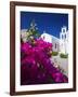 Greek Church and Flowers, Santorini, Cyclades, Greek Islands, Greece, Europe-Sakis Papadopoulos-Framed Photographic Print