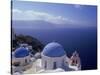 Greek Church, Santorini, Greece-Walter Bibikow-Stretched Canvas