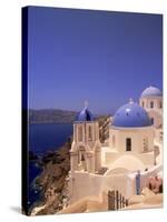 Greek Church, Santorini, Greece-Walter Bibikow-Stretched Canvas