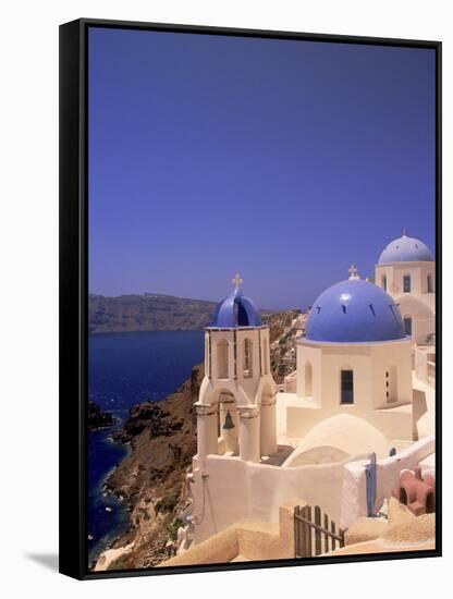 Greek Church, Santorini, Greece-Walter Bibikow-Framed Stretched Canvas