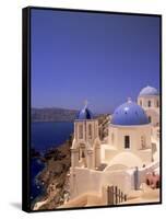 Greek Church, Santorini, Greece-Walter Bibikow-Framed Stretched Canvas