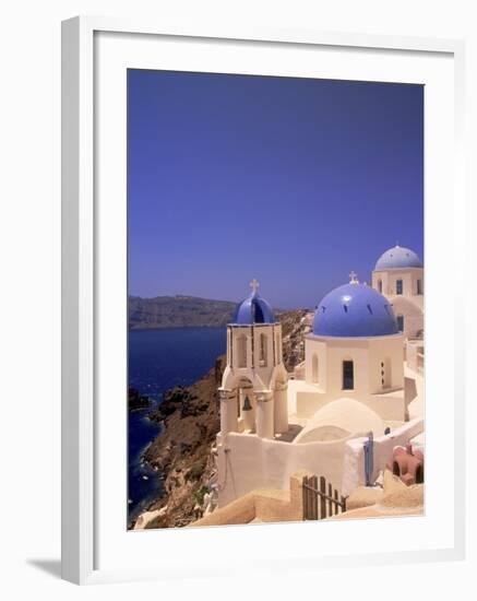 Greek Church, Santorini, Greece-Walter Bibikow-Framed Premium Photographic Print