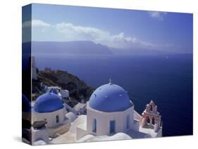 Greek Church, Santorini, Greece-Walter Bibikow-Stretched Canvas