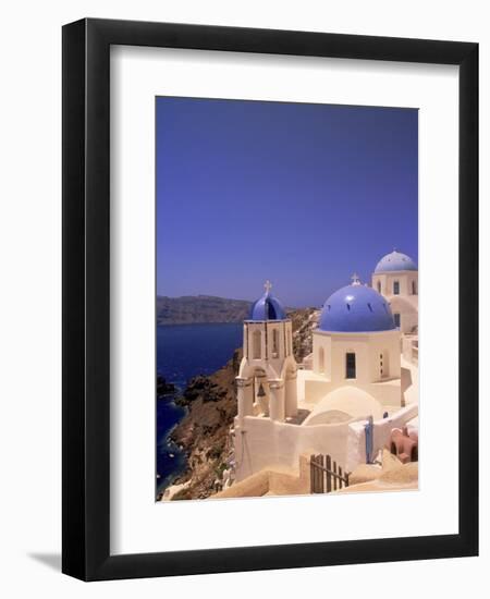 Greek Church, Santorini, Greece-Walter Bibikow-Framed Premium Photographic Print