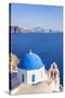 Greek Church with Blue Dome and Pink Bell Tower-Neale Clark-Stretched Canvas