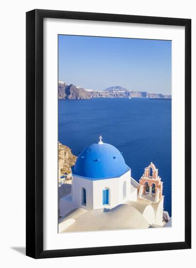 Greek Church with Blue Dome and Pink Bell Tower-Neale Clark-Framed Photographic Print