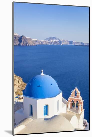 Greek Church with Blue Dome and Pink Bell Tower-Neale Clark-Mounted Photographic Print