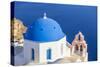 Greek Church with Blue Dome and Pink Bell Tower-Neale Clark-Stretched Canvas