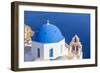 Greek Church with Blue Dome and Pink Bell Tower-Neale Clark-Framed Photographic Print