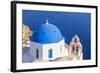 Greek Church with Blue Dome and Pink Bell Tower-Neale Clark-Framed Photographic Print