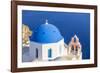 Greek Church with Blue Dome and Pink Bell Tower-Neale Clark-Framed Photographic Print