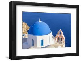 Greek Church with Blue Dome and Pink Bell Tower-Neale Clark-Framed Photographic Print