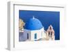 Greek Church with Blue Dome and Pink Bell Tower-Neale Clark-Framed Photographic Print