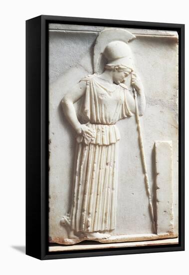 Greek Civilization, Bas-Relief Depicting Mourning Athena Standing in Front of Stele-null-Framed Stretched Canvas