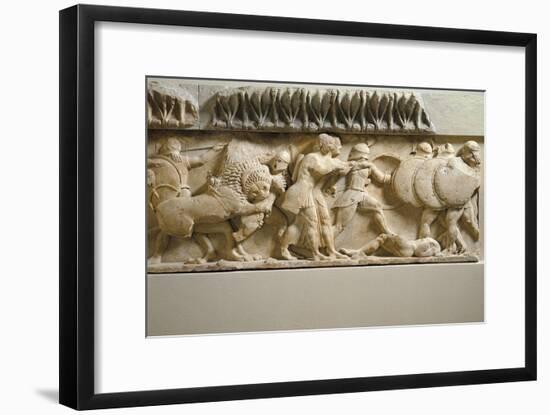 Greek Civilization, Gigantomachy, Detail of North Side of Frieze of Siphnian Treasury, Circa 525 BC-null-Framed Giclee Print