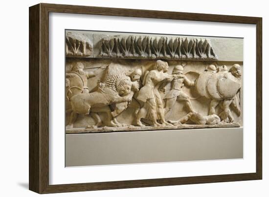 Greek Civilization, Gigantomachy, Detail of North Side of Frieze of Siphnian Treasury, Circa 525 BC-null-Framed Giclee Print