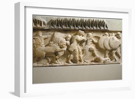 Greek Civilization, Gigantomachy, Detail of North Side of Frieze of Siphnian Treasury, Circa 525 BC-null-Framed Giclee Print