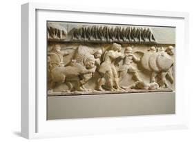 Greek Civilization, Gigantomachy, Detail of North Side of Frieze of Siphnian Treasury, Circa 525 BC-null-Framed Giclee Print