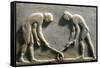 Greek Civilization, Plinth of Kouros Statue, Bas-Relief Depicting Players with Sticks and Ball-null-Framed Stretched Canvas