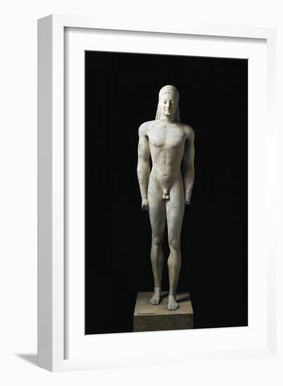 Greek Civilization Statue, Funerary Kouros, 550-540 B.C., from Volomandra, Greece-null-Framed Giclee Print