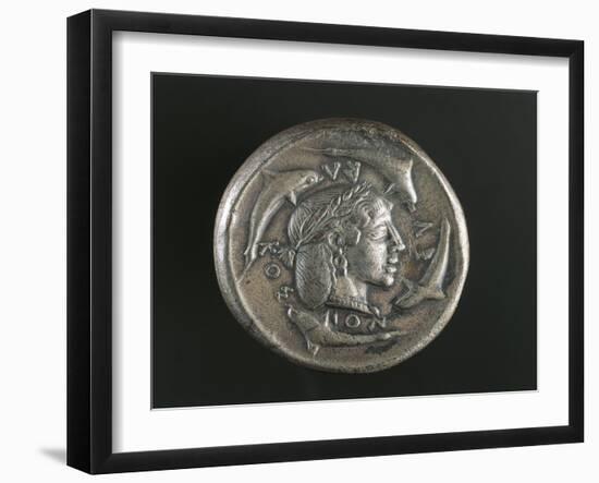 Greek Coin, Silver Decadram from Syracuse Called Demareteion, Recto-null-Framed Giclee Print