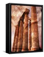 Greek Columns and Greek Carvings of Women, Temple of Zeus, Athens, Greece-Steve Satushek-Framed Stretched Canvas