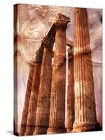 Greek Columns and Greek Carvings of Women, Temple of Zeus, Athens, Greece-Steve Satushek-Stretched Canvas