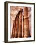 Greek Columns and Greek Carvings of Women, Temple of Zeus, Athens, Greece-Steve Satushek-Framed Photographic Print