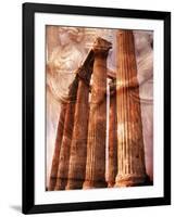 Greek Columns and Greek Carvings of Women, Temple of Zeus, Athens, Greece-Steve Satushek-Framed Photographic Print