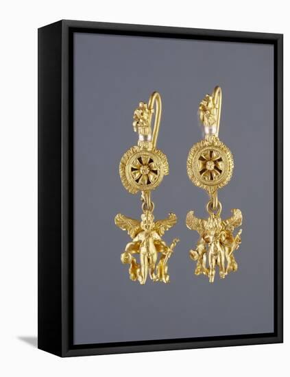 Greek Disk Earrings with Eros Pendants-null-Framed Stretched Canvas