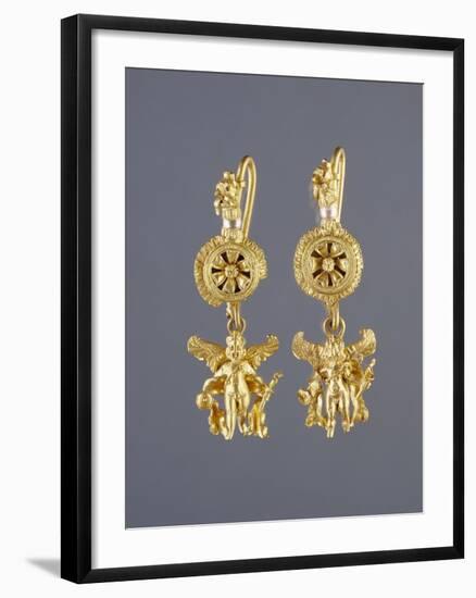 Greek Disk Earrings with Eros Pendants-null-Framed Photographic Print