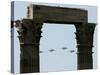 Greek Fighter Jets, Seen Through the Temple of Zeus at a Greek Independence Day Parade in Athens-null-Stretched Canvas