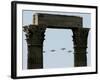 Greek Fighter Jets, Seen Through the Temple of Zeus at a Greek Independence Day Parade in Athens-null-Framed Photographic Print