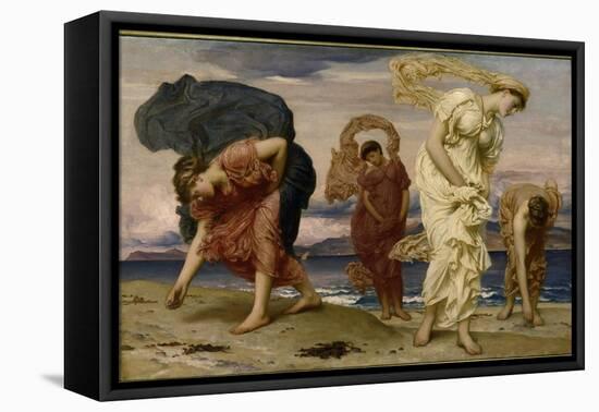 Greek Girls Picking up Pebbles by the Sea-Frederick Leighton-Framed Stretched Canvas