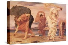 Greek Girls Picking Up Pebbles by the Sea-Frederick Leighton-Stretched Canvas